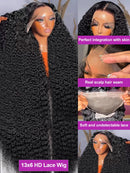 High Density 250% 40 50 Inch Deep Wave 13x6 HD Lace Front Human Hair Wig Loose Water Wave Curly 13x4 Lace Frontal Wig Human Hair
