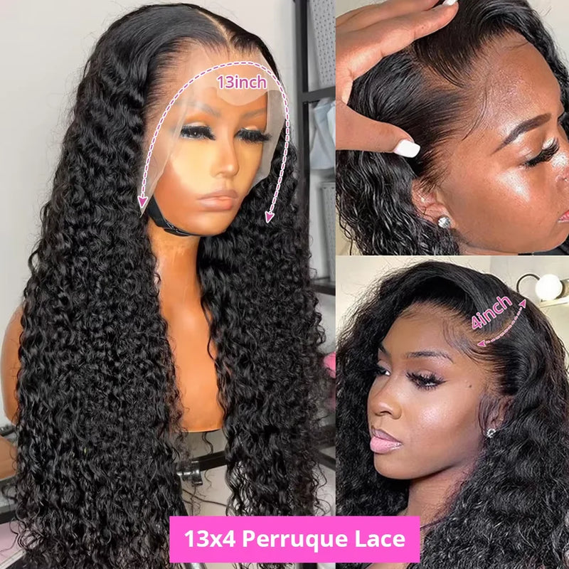 Water Wave Lace Front Human Hair Wigs Brazilian Deep Wave 360 HD Lace Frontal Wig Curly Human Hair Wigs For Women PrePlucked