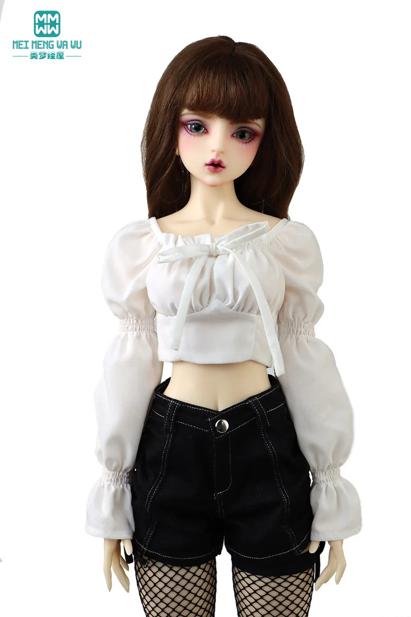 58-60cm 1/3 BJD DD SD Ball Joint Doll Clothes Fashion Puff sleeve shirt jeans long skirt high heels