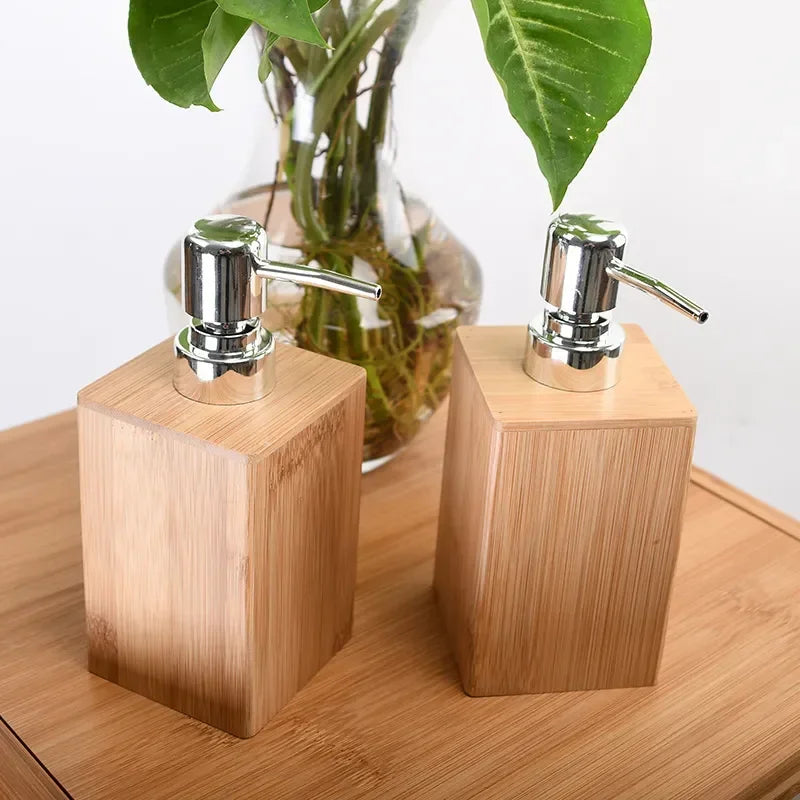 Soap Dispenser Lotion Shampoo Dispenser Bottle Holder Bathroom Kitchen Bamboo Liquid Hand Soap Dispenser Pump 230mL