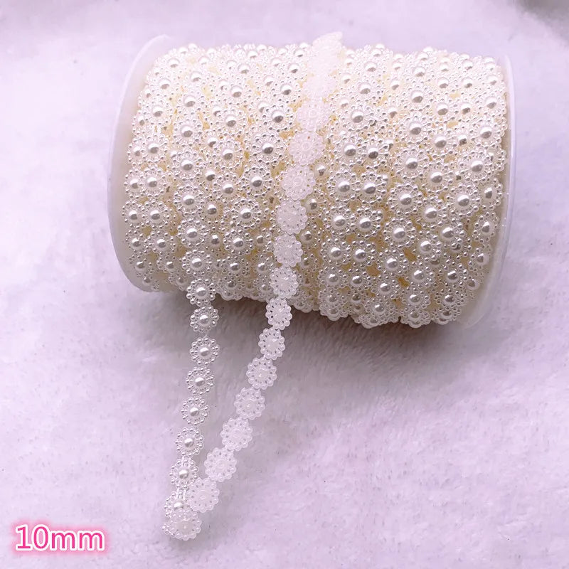 2--5yards Flat-back  Artificial Pearls Flower  Beads Chain Garland Flowers Wedding Party Decoration Diy Accessories