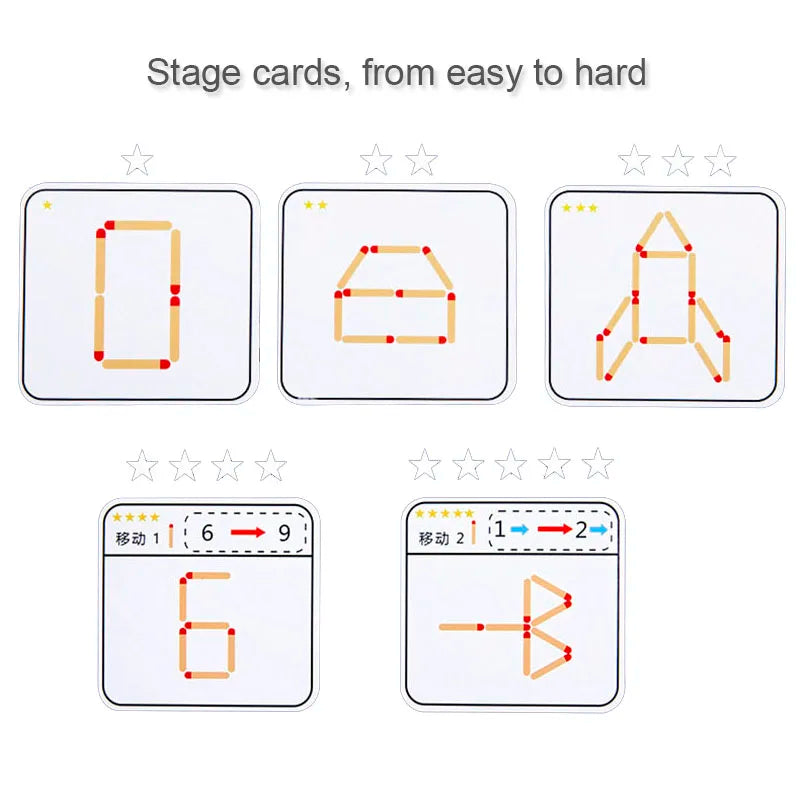 Montessori Matches Puzzles Game Wooden Toys DIY Math Geometry Board Game Logic Thinking Match Training Educational Toys For Kids