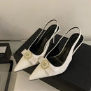 Comfort Shoes for Women Pointed Heel Sandals 2025 Summer Shallow Mouth Suit Female Beige Retro New Girls Stiletto Black  Spring
