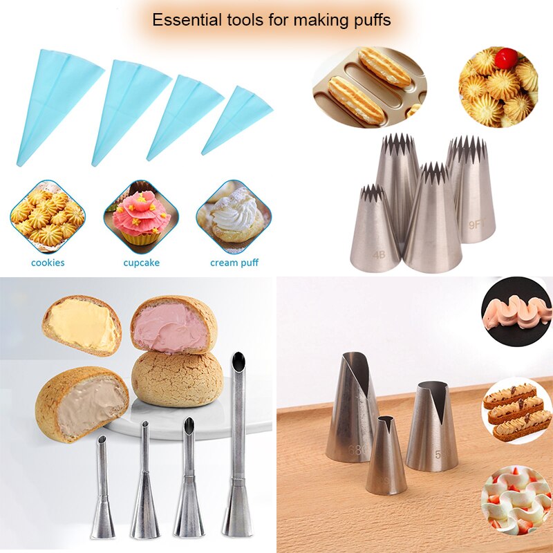 Puff Nozzles Cupcake Injector Pastry Syringe Cream Socket Icing Piping Tip Bag Cake Confectionery Equipment Kit Decorating Tools
