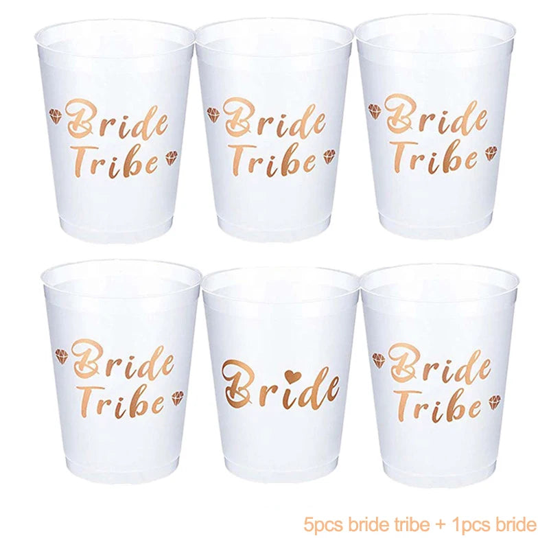 Bachelorette Party Wedding Decoration Bride Team Plastic Drinking Cups Bridal Shower Gift To Be Bride Hen Party Supplies