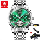 OLEVS Original Uhr für Herren, Automatische Mechanische Armbanduhr, Top-Marken Luxus Tourbillon Armbanduhr Klassische Herren Schwarze Uhren 6607