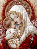 Huacan Neuheiten 2025 Diamond Painting Heilige Mutter Kinder Diamant Mosaik Porträt Religion Tier Komplettset Bastelset