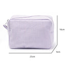 Seersucker Ruffle Cosmetic Bags Pink/Purple Striped Storage Make Up Bags for Women Lady with Zipper Travel Bag Makeup Bag