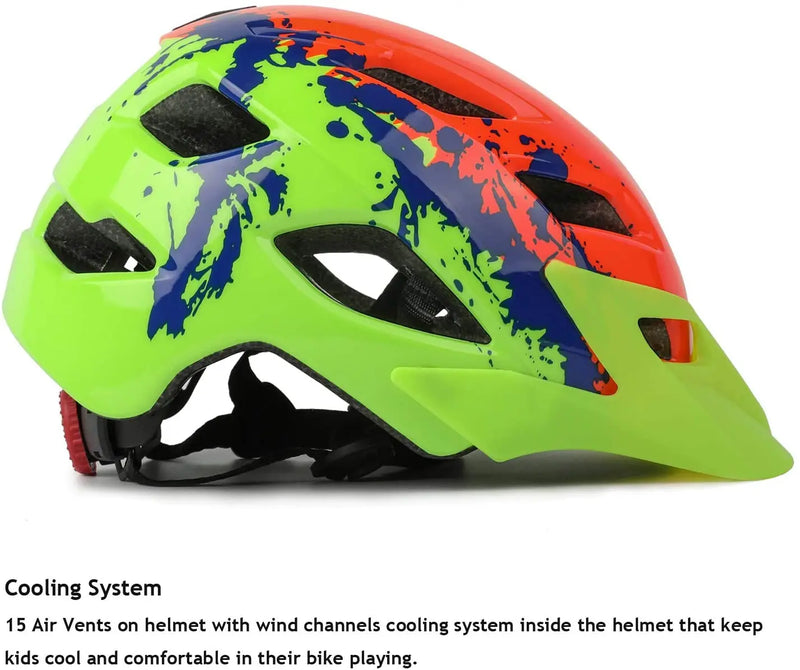 Exclusky Child Bike Helmet Detachable Sun Visor Adjustable Ultralight Road Mountain Kid Safety Cycling Rollerskating Helmet