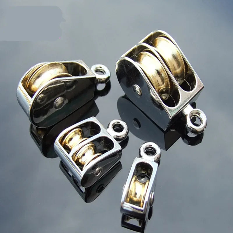 36/52/75mm Metal Sheave Zinc Alloy Fixed Pulley Crown Block And Tackle Lifting Wheel Mini Single/Double Pulley For DIY