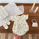 Fliegende Ärmel Blumen-Einteiler für Säuglinge Neugeborene Baby Mädchen Bodys Polk Kragen Prinzessin Süße Kinder Strampler Overall für Neugeborene
