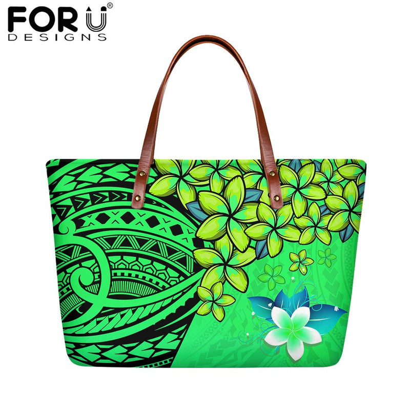 FORUDESIGNS High Quality Women Handbag Polynesian Pattern Hibiscus Flower Printing Personal Luxury Female Shoulder Bolsas