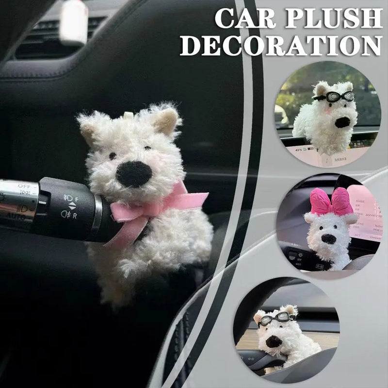 Puppy Plush doll Clutch Decor,Car Wiper Turn Signal Switch Decoration,kawaii Dog Car Wiper Doll Car Interior Accessories