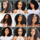 16 Inch 3 IN 1 Half Wig With Drawstring Seamless Human hair Wig Kinky Curly Headband Wig Upgrade for Women Summer Machine Wigs