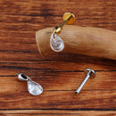 Right Grand ASTM F136 Titanium 16G Floating Pear Waterdrop CZ Dangle Charm Stud Earring Threaded Tragus Cartilage Helix Piercing