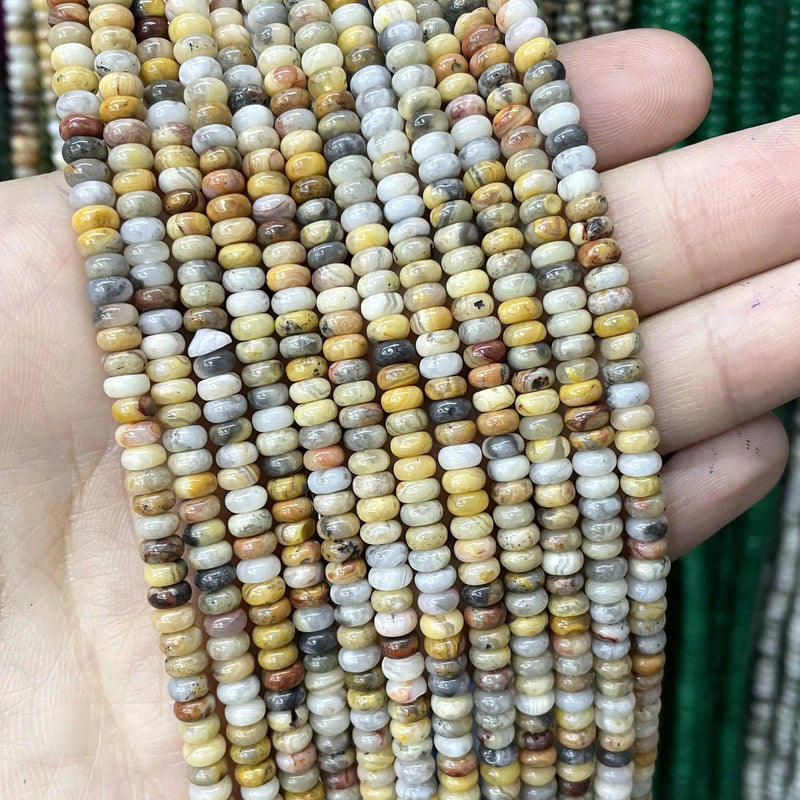 Natural Agates Tiger Eye Chalcedony Jades Stone Round Rondelle Spacer Beads For Jewelry Making Diy Bracelet Accessories 2X4mm