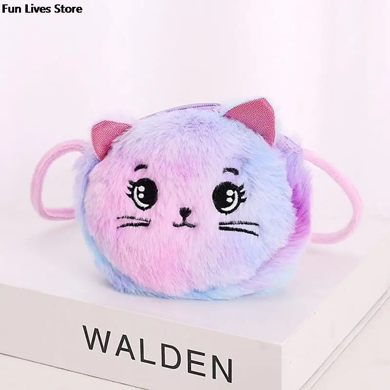 Rainbow Color Cat Shoulder Purse for Children Kids Mini Lovely Pockets Christmas Gift Plush Stuffed Dolls Handbags Soft Bags