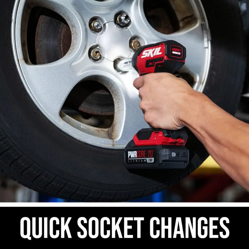 Skil Pwr Core 20 Brushless 20V 3/8 In. Compact Impact Wrench Kit With 3-Speed & Halo Light Includes 2.0Ah Battery And Pwr Jump