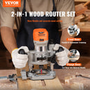 SucceBuy Wood Router 1.25HP 800W Wood Trimmer Combo Tool 30000RPM 6 Variable Speeds for DIY Woodworking Slotting Trimming