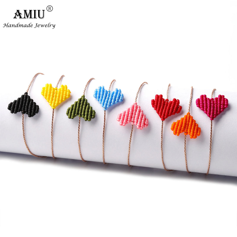 AMIU Handmade Heart Shape Bracelet Love Lucky Braided Rope Bohemian Fashion Jewelry For Women Bracelets As Gift