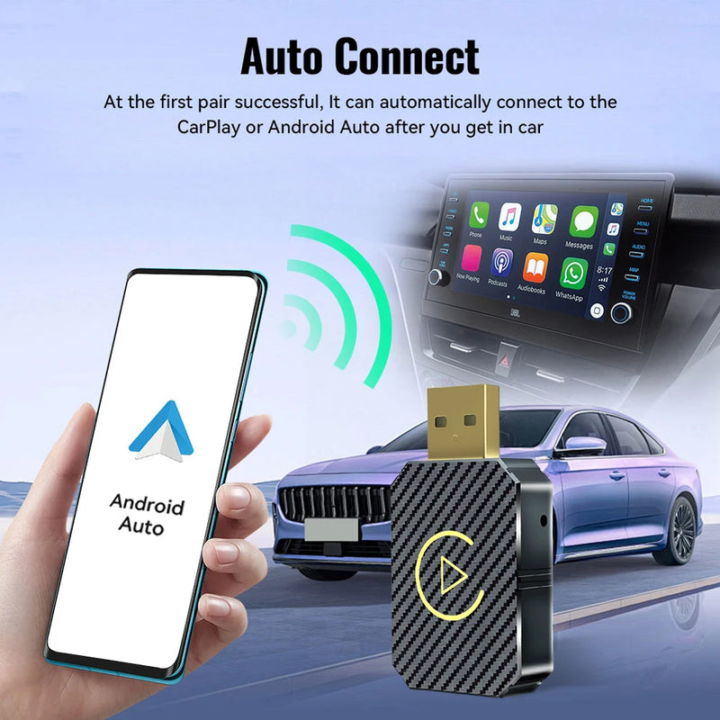 Wired To Wireless Carplay & Android Auto Wireless Adapter Bluetooth-Compatible 5.0 WiFi for OEM Wired Carplay Android Auto Car