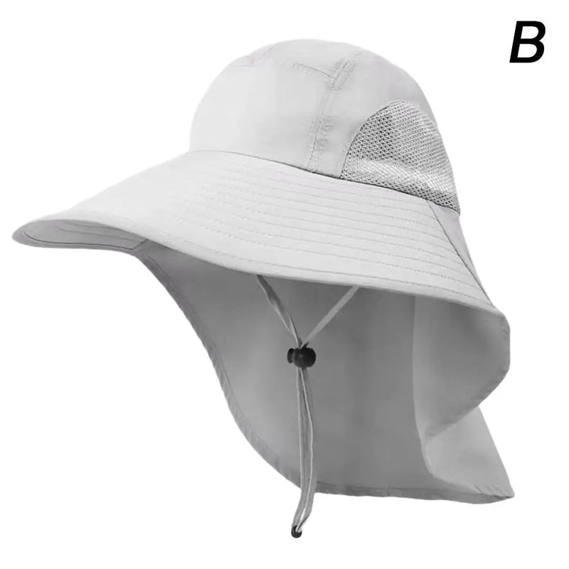 Summer Wide Brim Sun Hat with Neck Flap for Men Women Adjustable Outdoor 50+UPF Protection Safari Cap Hiking Fishing Hat