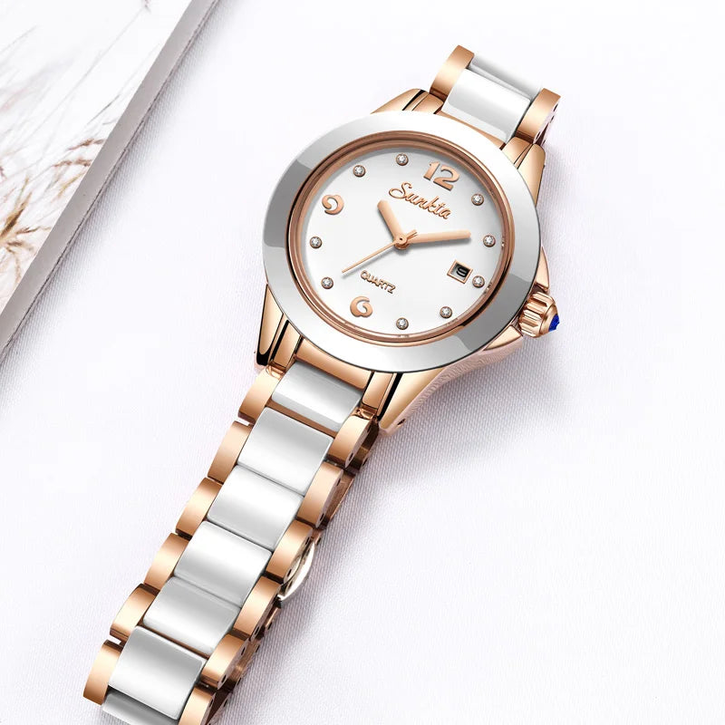 SUNKTA Women Watches Luxury Brand Watch Bracelet Waterproof Diamond Ladies Wrist Watches For Women Quartz Clock Relogio Feminino
