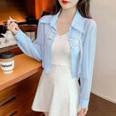 Fashion Lapel Button Spliced Solid Color All-match Shirt Female Clothing Spring Summer New Casual Tops Office Lady Blouse