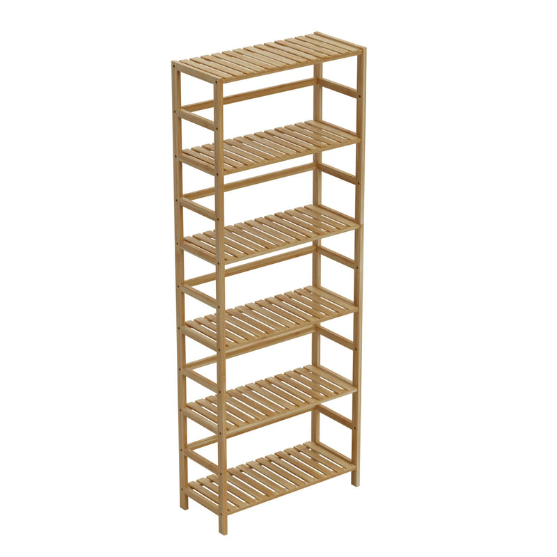 Freestanding Bamboo Bookcase Storage Shelf 6-Tier Bathroom Kitchen Shelving Unit Rack Organizer