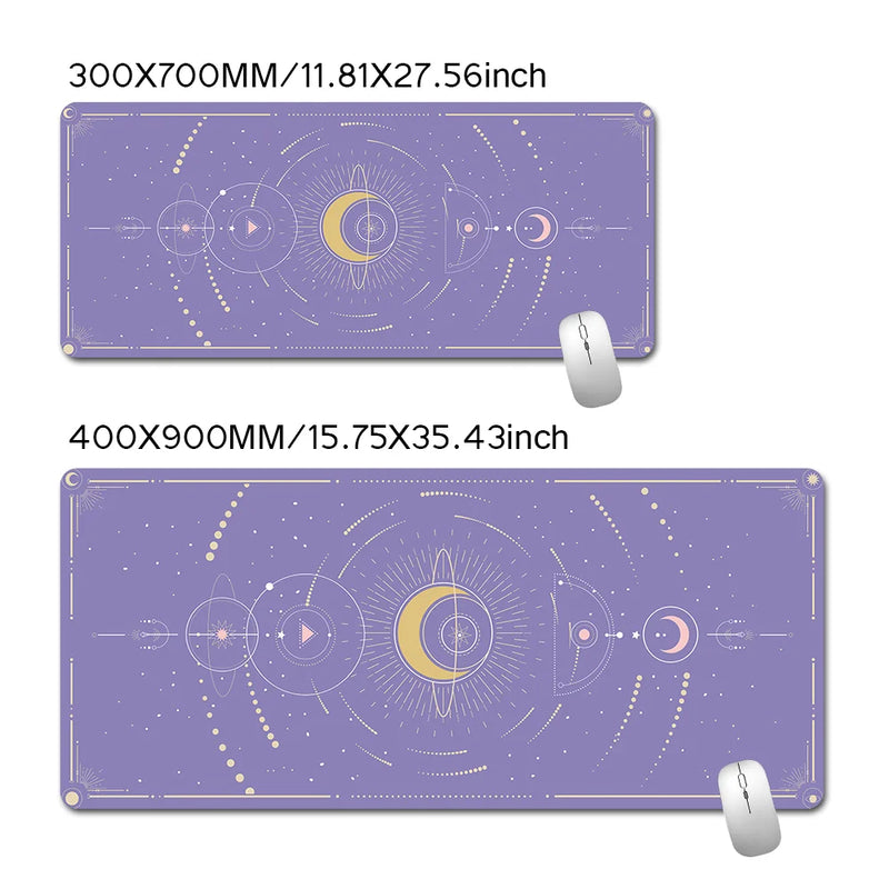 Large Kawaii Purple Gaming Mouse Pad Moon Phase Magic Celestia mouse mats XXL Desk Mat 900X400MM Nonslip Laptop Desk Accessories