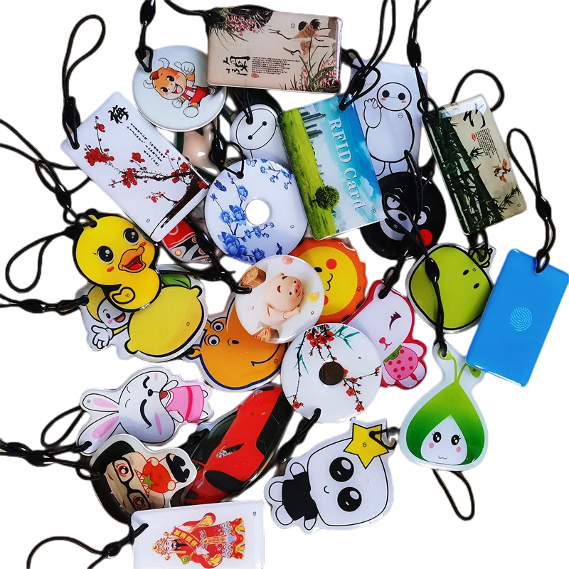 Multiple Patterns ID 125KHz T5577 EM4305 Writable Keyfobs Waterproof Keychain Ring RFID Badge Token Tag Blank Chip Copy Card