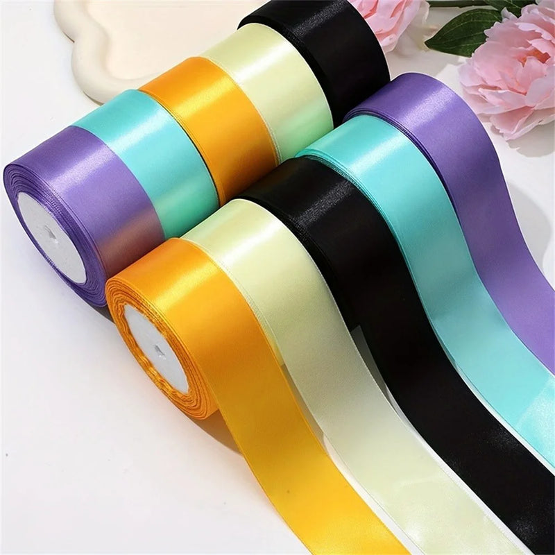 1 Piece of 4 cm Wide 22 M Long Multi-color Silk Ribbon Ribbon Hand-webbing Polyester Belt Gift Box Ribbon Floral Ribbon