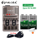 PALO 6F22 9V Ni-MH Akku 9 V 300mAh Batterien 9 Volt geringe Selbstentladung 9 Volt Batterie mit Smart Charger