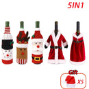 Christmas Wine Bottle Cover Set Santa Claus Snowman Knitted Wool Red Wine Bottle Bags For New Year Xmas Party Dinner Table Decor
