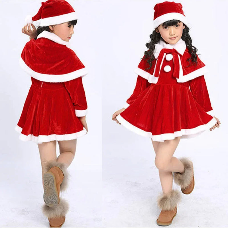 Christmas Santa Claus Cosplay Costume Boys Long Sleeve Clothes Baby Girls Dress Cute Show Christmas Hats and Christmas Supplies