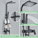 Rozin Black Smart Thermostatic Shower Faucet Set Bathroom Intelligent Rainfall Digital Mixer Tap With Rack and Bidet Bath System