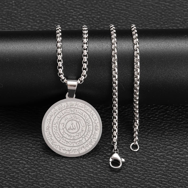 Classic Lucky Arabian God Allah Pendant Stainless Steel Necklace Ladies Islamic Muslim Charm Amulet Jewelry Gift Wholesale