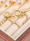 Lokaer Vintage Perlensternaugen Charm Ohrringe für Damen Wasserdicht Edelstahl Zirkonia Kristall Creolen Schmuck серьги E23226