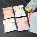 12 Stück Papiertüten Süße Gastgeschenke Weiß Violett Kraftfolie Herz Geschenktasche Geburtstag Hochzeit Bonbontüte Kekstüten Goldprägung Aufkleber