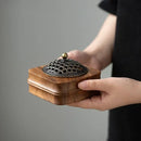 Walnut Wood Incense Burner Household Moxibustion Base Indoor Sandalwood Incense Holder Mugwort Pillar Incense Burner Decoration