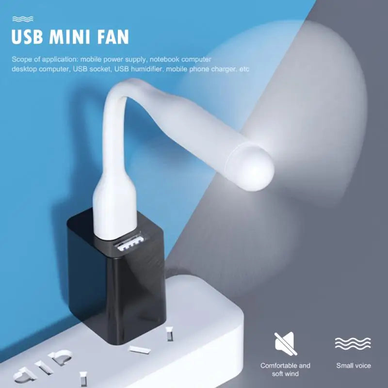 Mini USB Fan Flexible Bendable Fan For Power Bank Laptop PC AC Charger Portable Hand Fan For Computer Summer Cooling Gadget