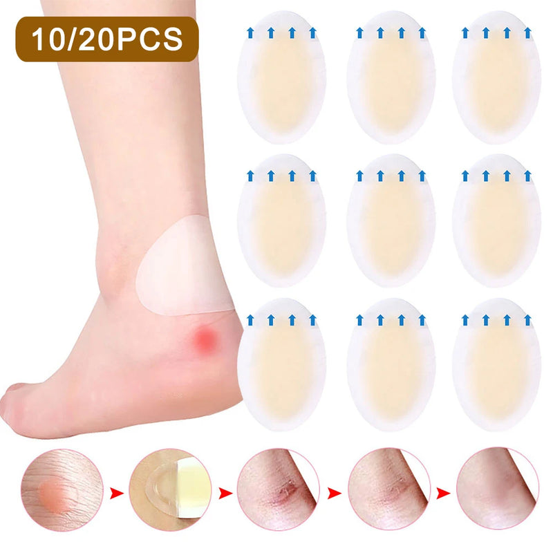 20/10pcs Hydrocolloid Foot Patch Heel Stickers Anti-Wear Band-Aid Adhesive Pain Bandage First Aid Outdoor Camping Emergency Kits