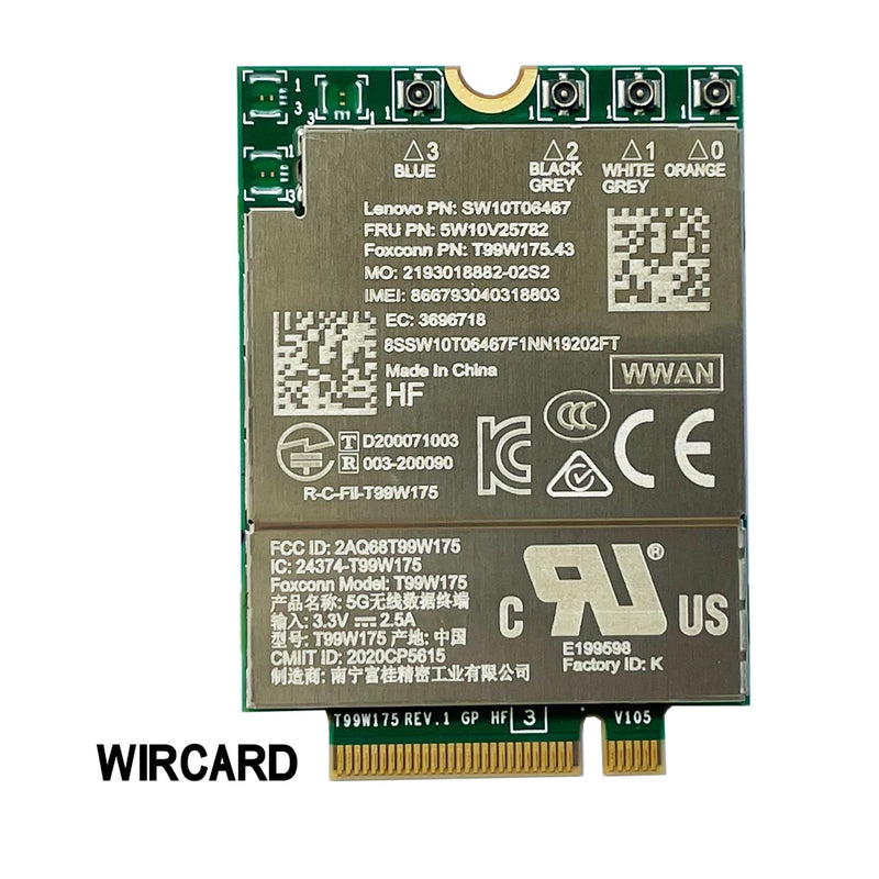 WIRCARD T99W175 T99W175.43 5G NR M.2 5G Card FRU 5W10V25782 X55 5G Modem For Yoga 5G-14Q8CX05 Laptop IdeaPad 5G-14Q8X05  Laptop