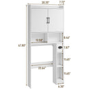 Vabches Over the Toilet Storage Cabinet White Bathroom Organizer with Grooved Striped Door&Toilet Paper Holder Wood Toilet Rack