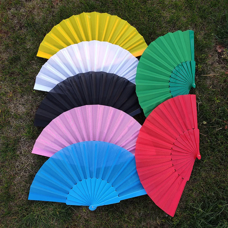 Plastic Bone Fan Chinese Style Dance Fan Pure Color Taichi Plain Morning Exercise Craft NEW Vintage Chinese Folding Fan for DIY