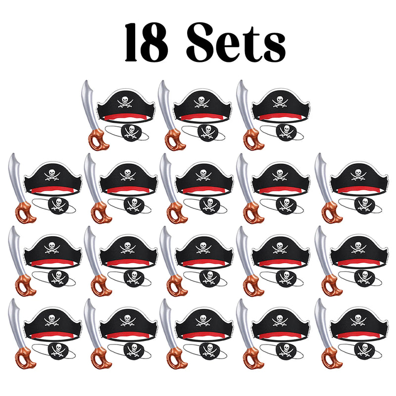6-48Sets Pirate Party Supplies Halloween Pirate Costumes Child Birthday Party Favors Pirate Accessories Pirate Hat Sword