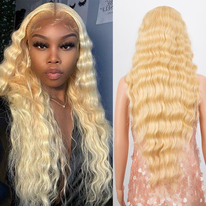 BELLA Lace Wigs Synthetic Deep Wave Curly Synthetic Lace Front Wig Blonde Wig Pink 30 Inch Hair Wigs For Black Women Cosplay