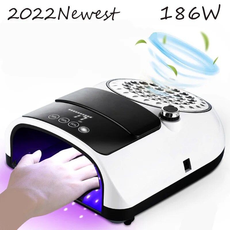 2IN1 Nail Lamp Vacuum Cleaner Strong Suction 186W Professionals Uv Led Nail Lamp Gel Polish Drying Lamp Dust Collector Manicure