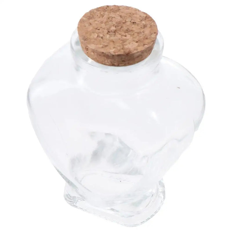 Small Heart-Shaped Bottle Clear with Cork Stoppers Empty Glass Jar Portable Bud Vases Jars