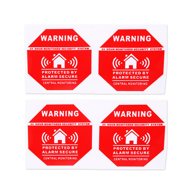 4pcs Warning Sticker "24 Hour Monitored Alarm Secure System" Self-adhesive 2.87" Safety Door Red Sign Anti-theft Decal Home Farm